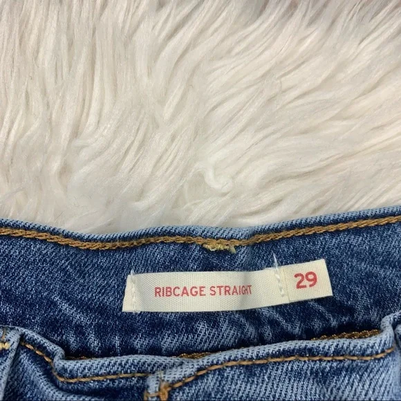 Levi's Ribcage Straight Ankle Jeans Mind Your Own Finish Medium Indigo - Picture 7 of 10